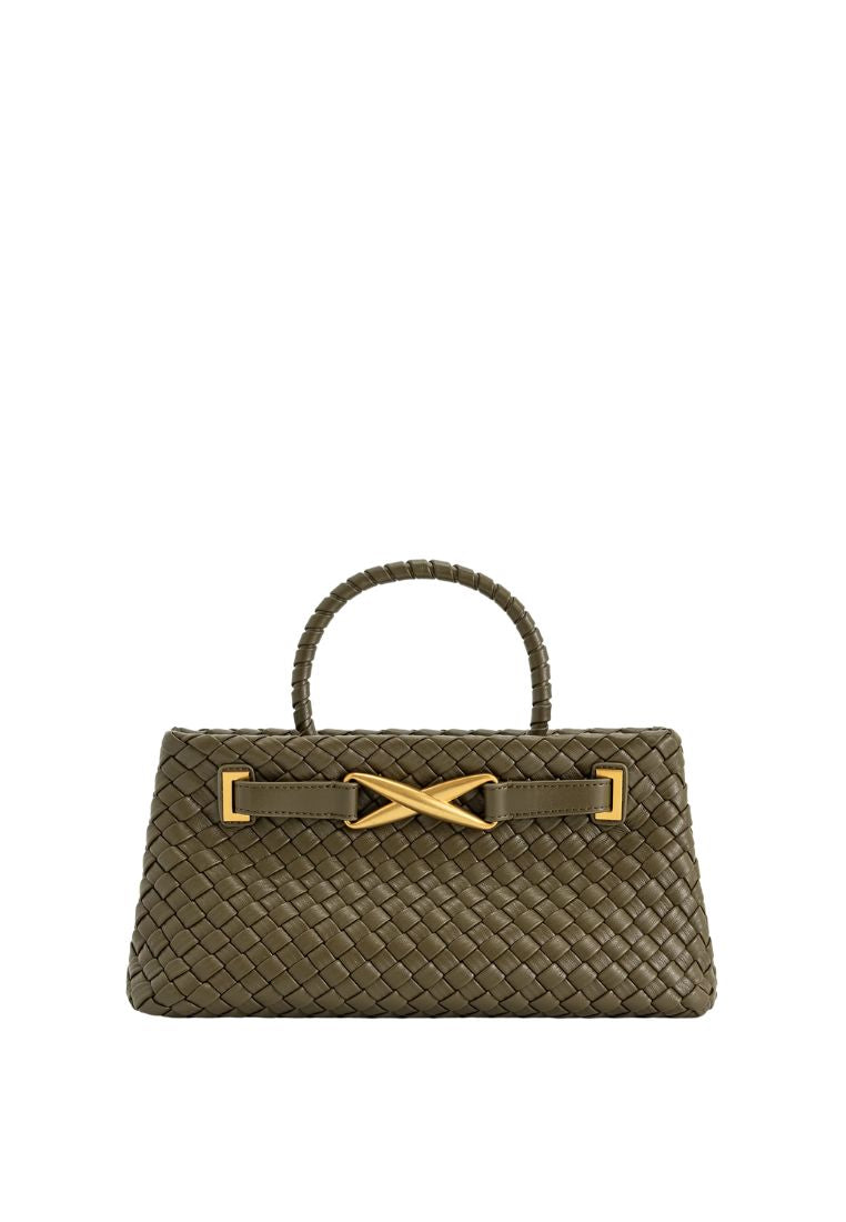 Elora Woven Tote Bag - Dark Olive