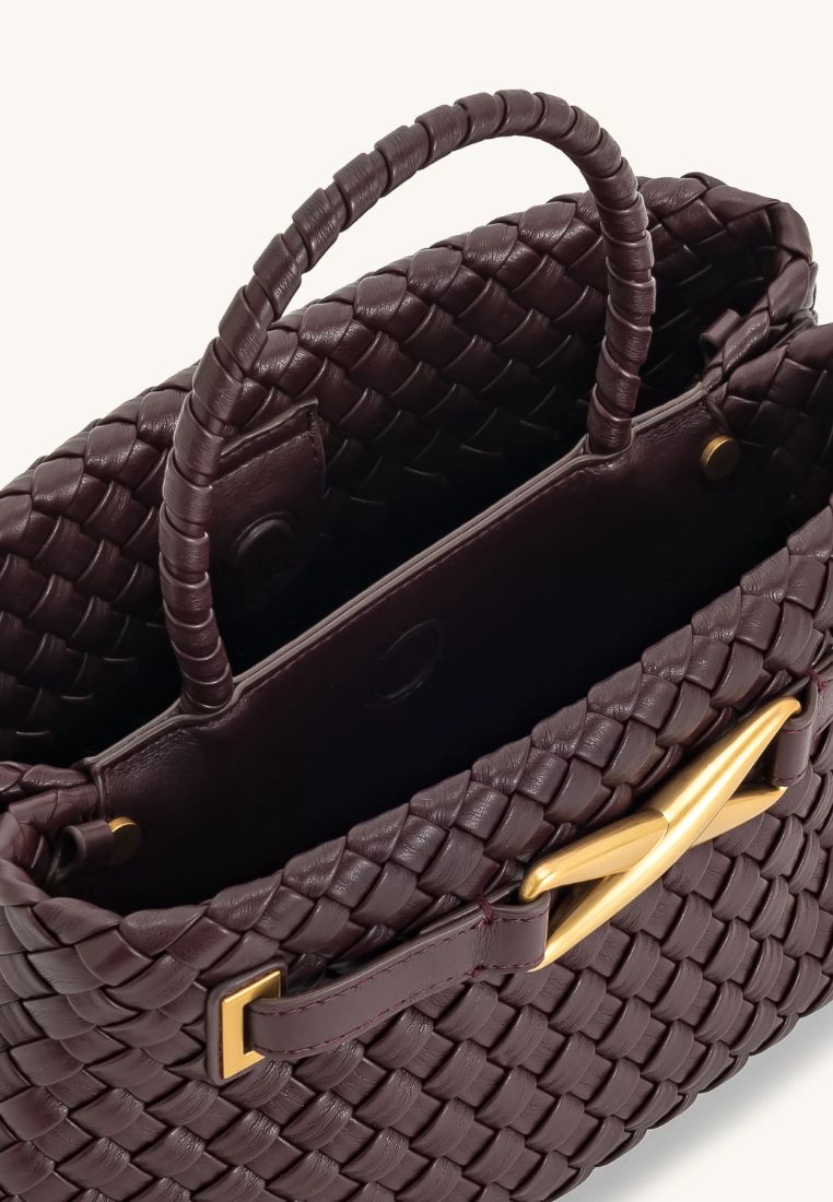 Elora Woven Tote Bag - Deep Burgundy