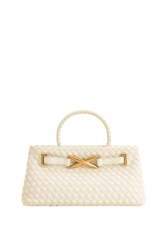 Elora Woven Tote Bag - White