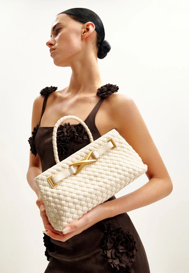 Elora Woven Tote Bag - White