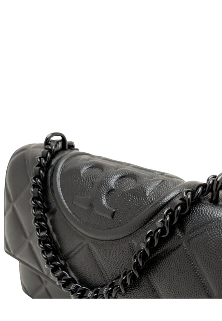 Fleming Polished-Grain Small Shoulder Bag All Black
