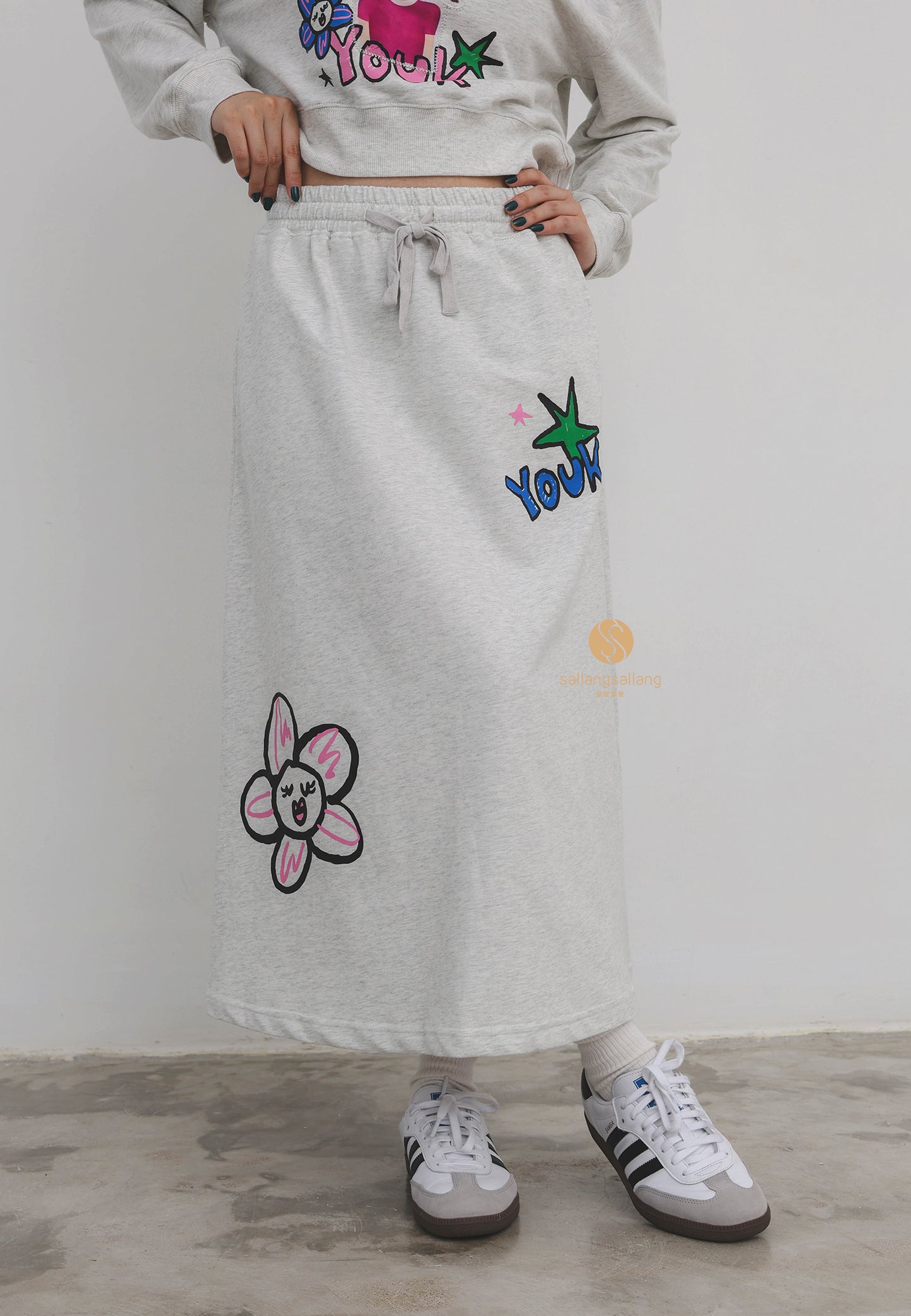 Flower Sweatshirt Skirt Set F Ria