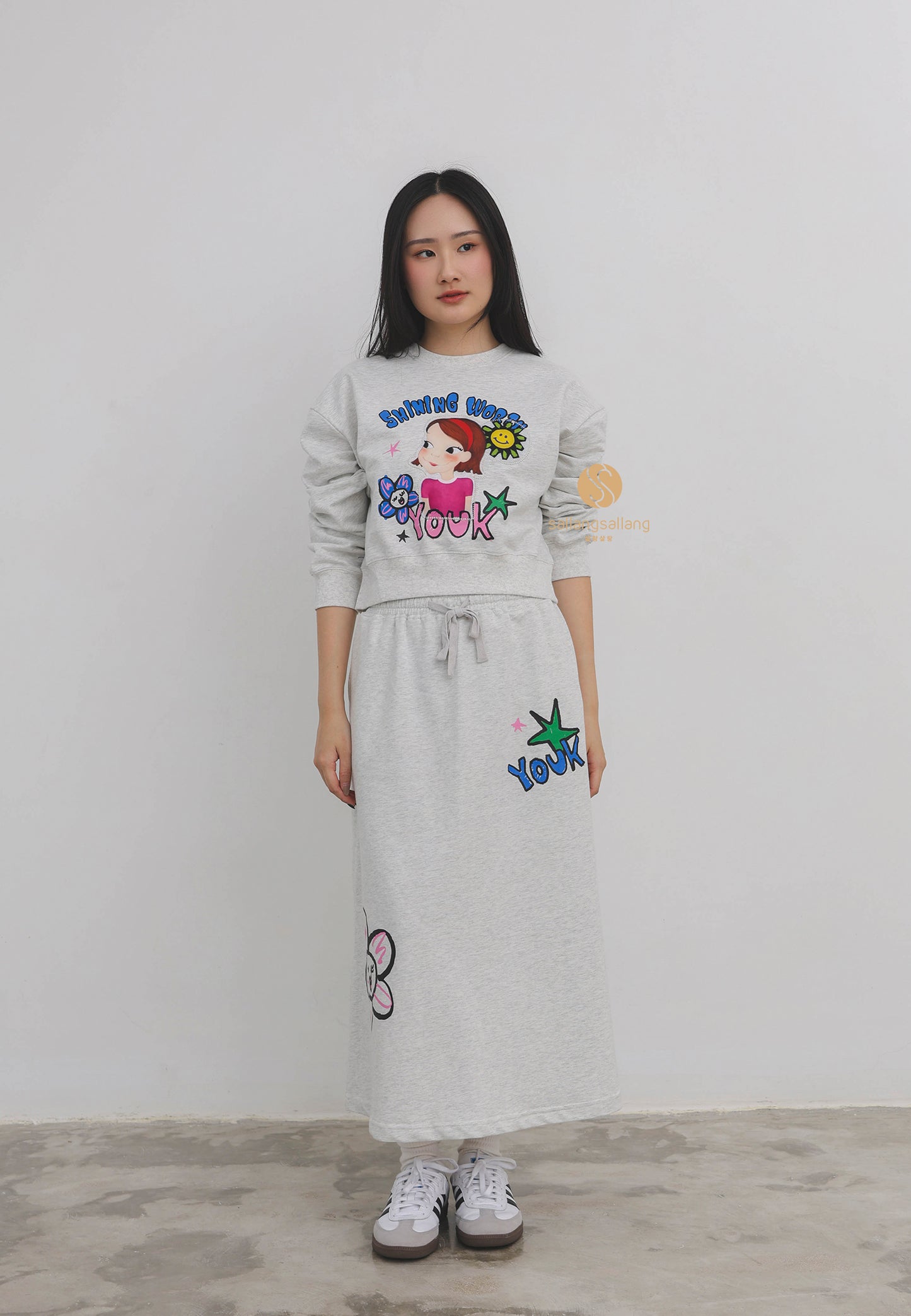 Flower Sweatshirt Skirt Set F Ria