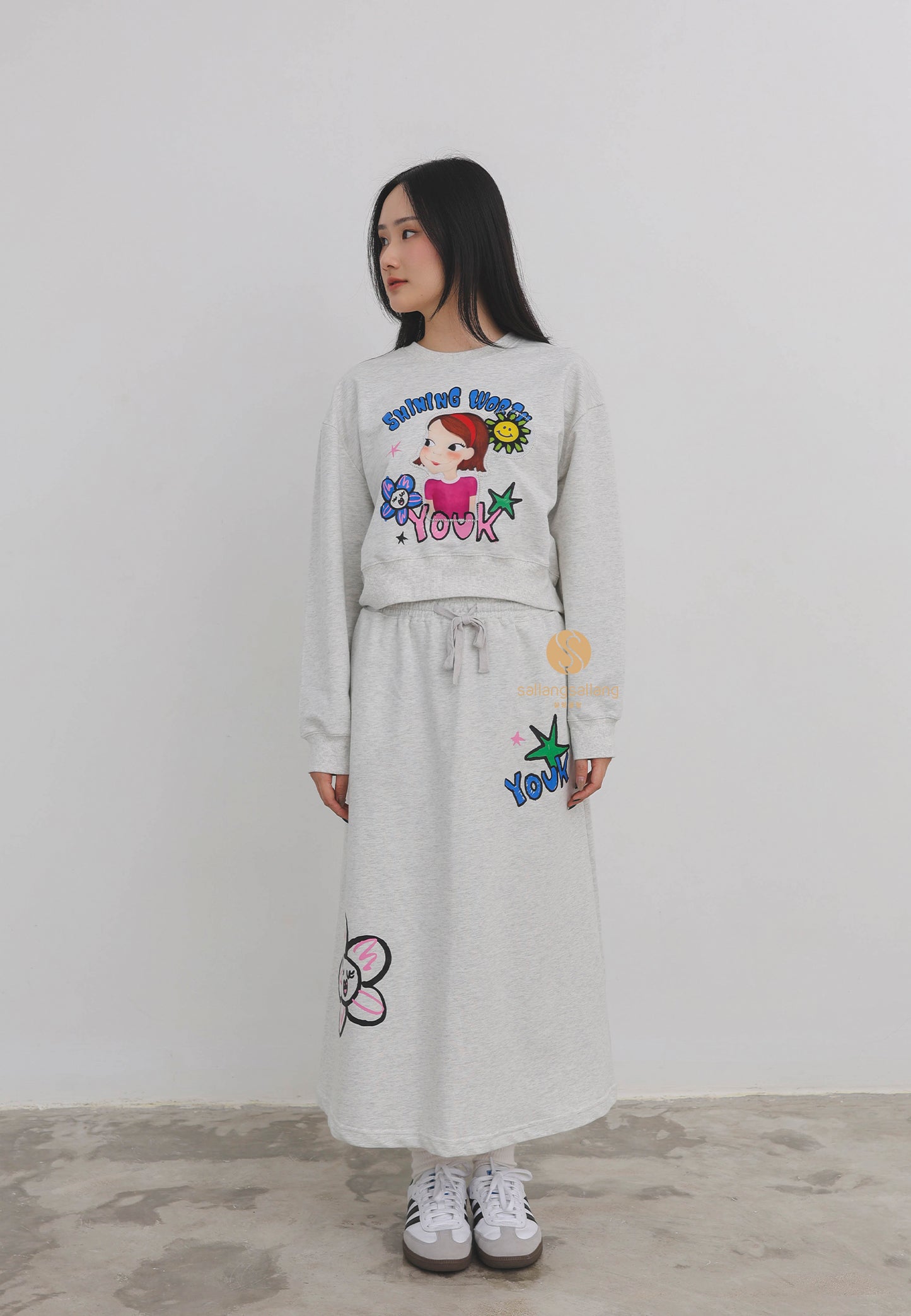 Flower Sweatshirt Skirt Set F Ria