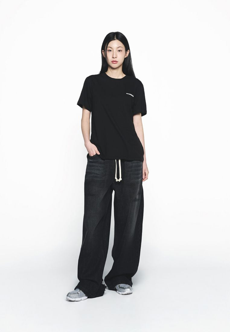 French Rabbit Silhouette Woman Short Sleeve T-Shirt Black