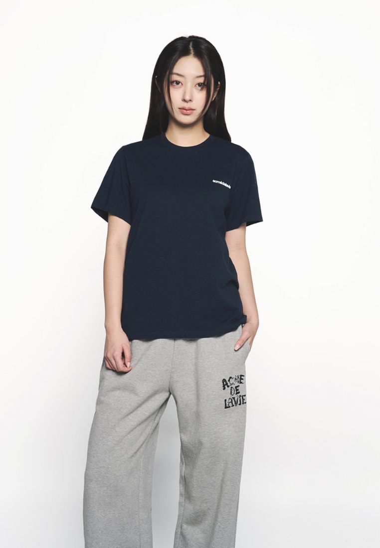 French Rabbit Silhouette Woman Short Sleeve T-Shirt Dark Navy