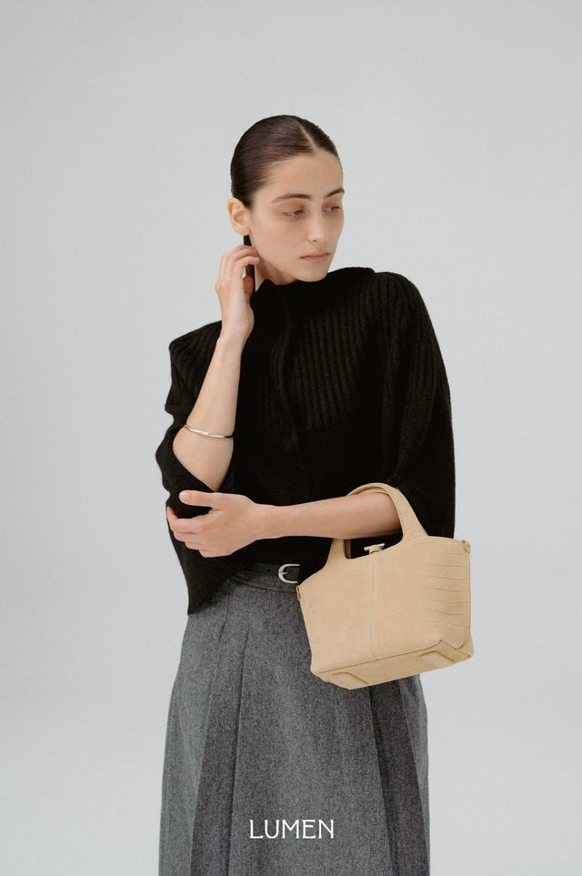 PANIER PETIT BAG nubuck pattern sand