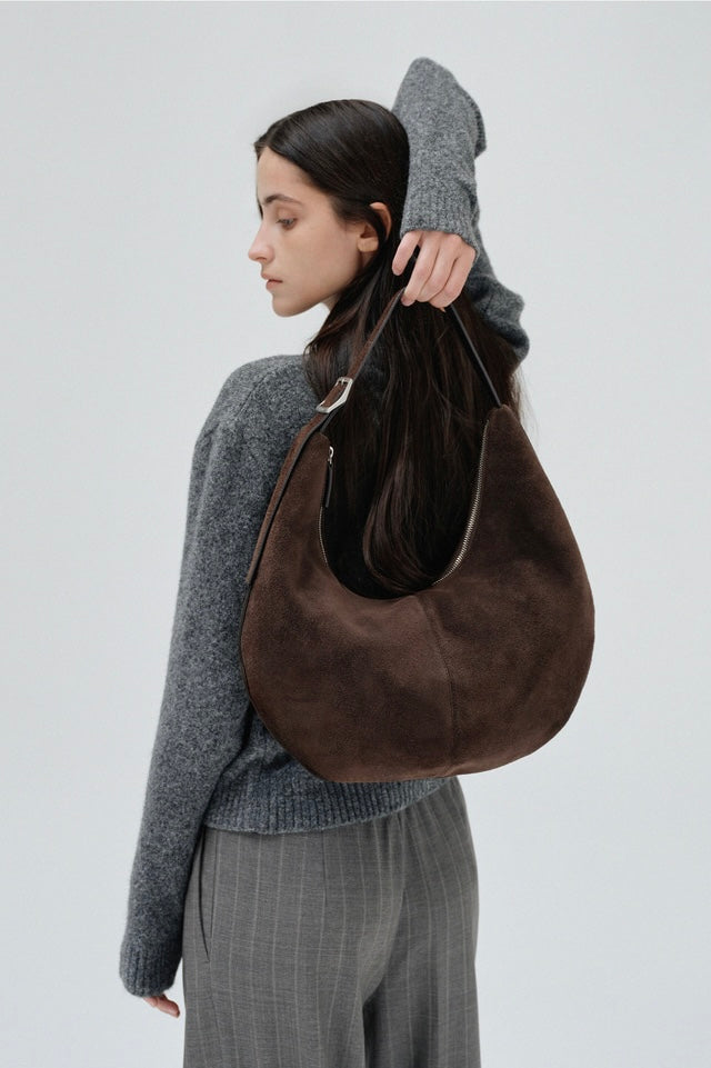 MOSSY HOBO BAG suede brown