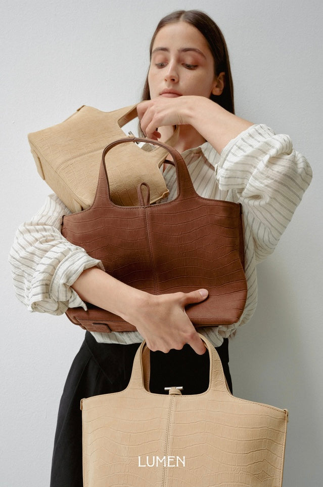 PANIER TOTE BAG nubuck pattern brown
