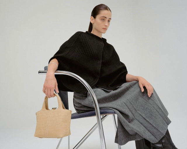 PANIER PETIT BAG nubuck pattern sand