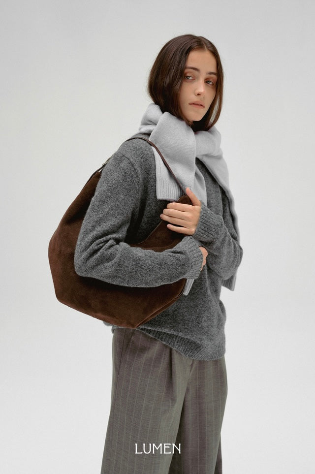 MOSSY HOBO BAG suede brown