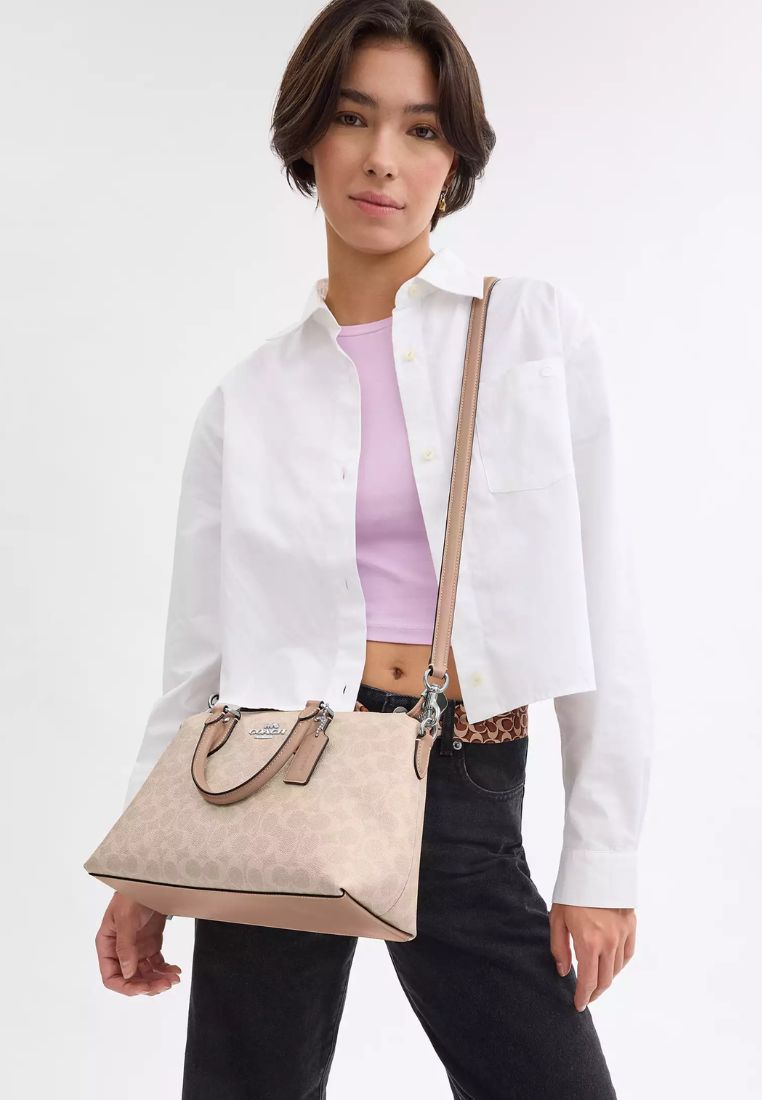 Georgia Satchel Bag In Signature Canvas Silver