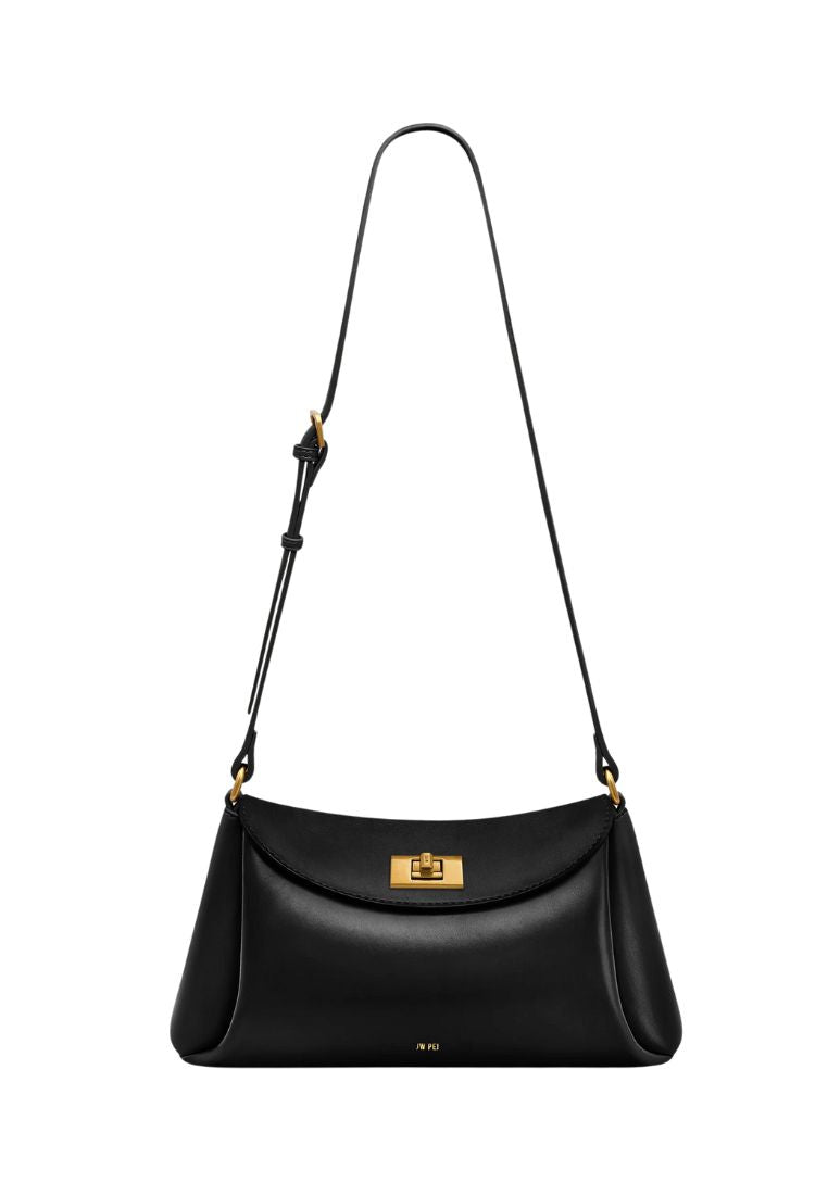 Greta Twist-Lock Shoulder Bag - Black