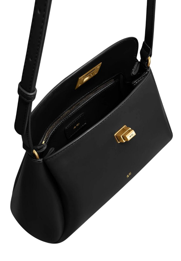 Greta Twist-Lock Shoulder Bag - Black
