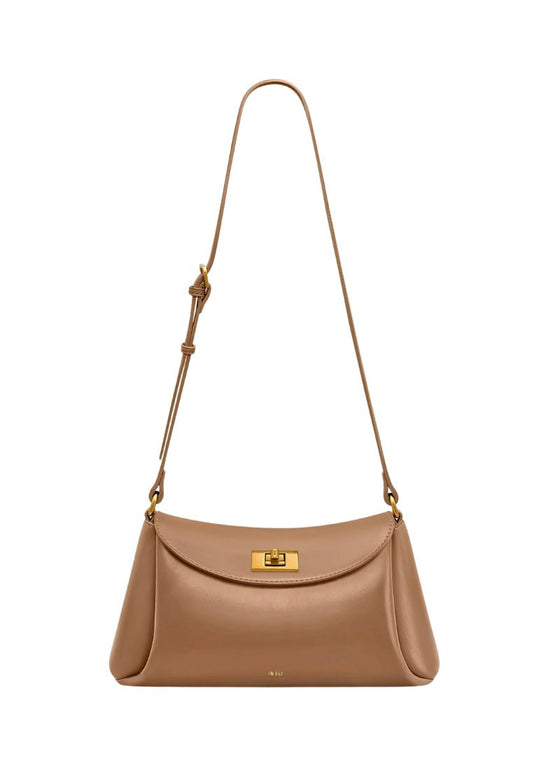 Greta Twist-Lock Shoulder Bag - Brown