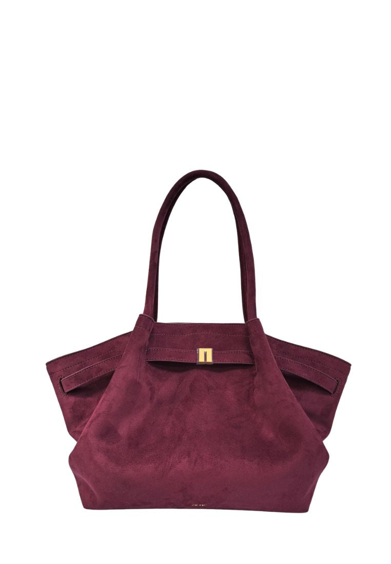 Hana Faux Suede Medium Tote Bag - Claret