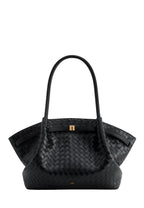 Hana Large Weave Texture Tote Bag - Black