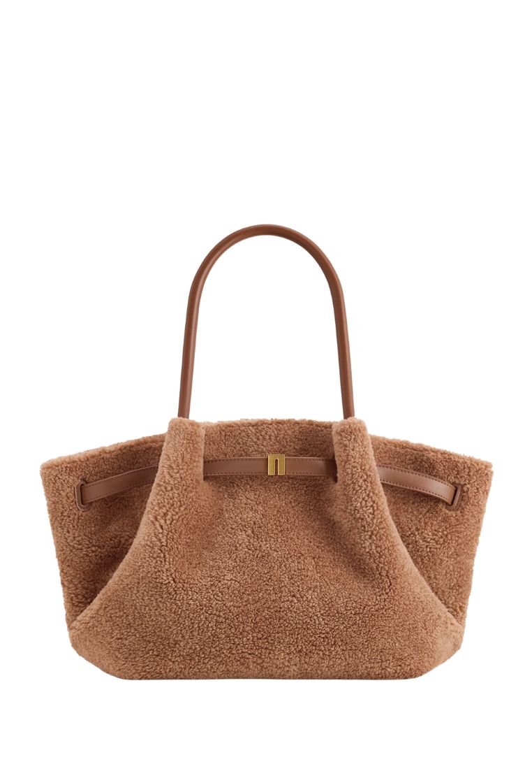 Hana Medium Faux Fur Tote Bag - Coffee Brown