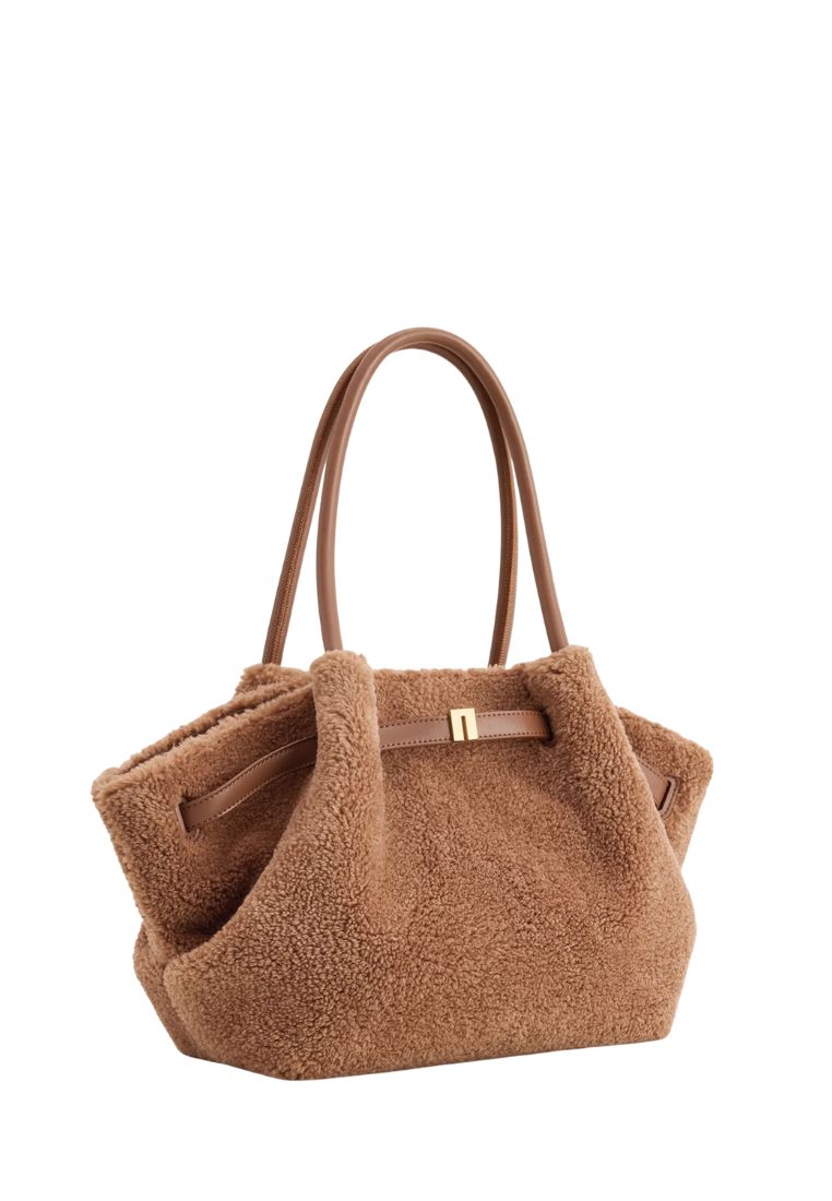 Hana Medium Faux Fur Tote Bag - Coffee Brown