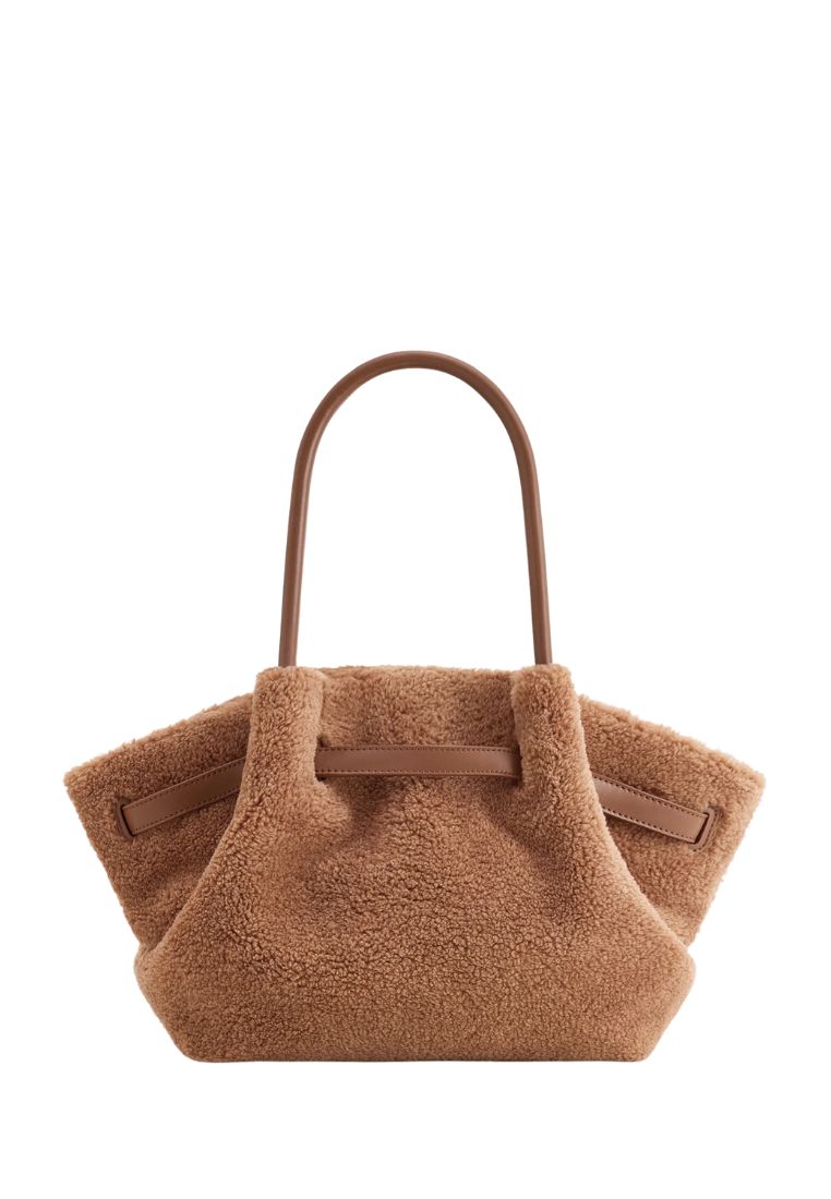 Hana Medium Faux Fur Tote Bag - Coffee Brown