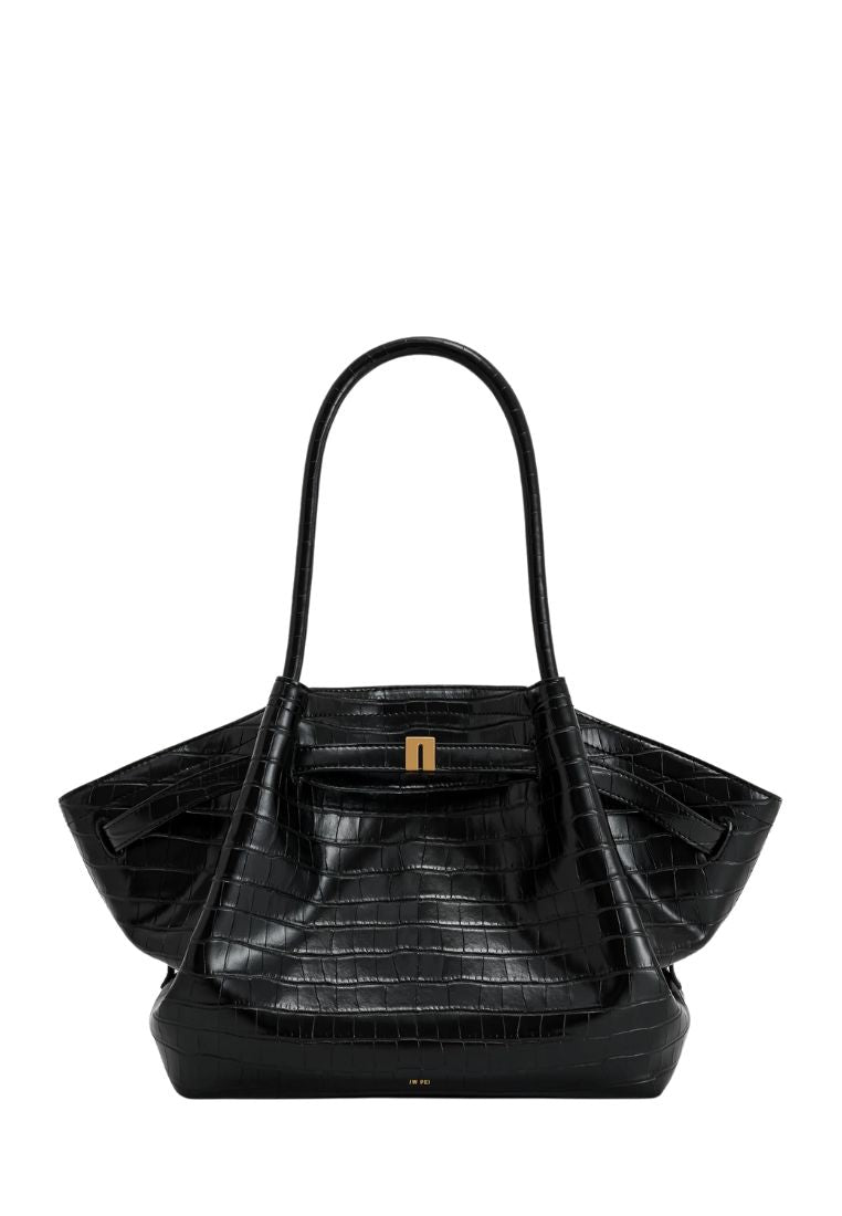 Hana Medium Tote Bag - Black Croc