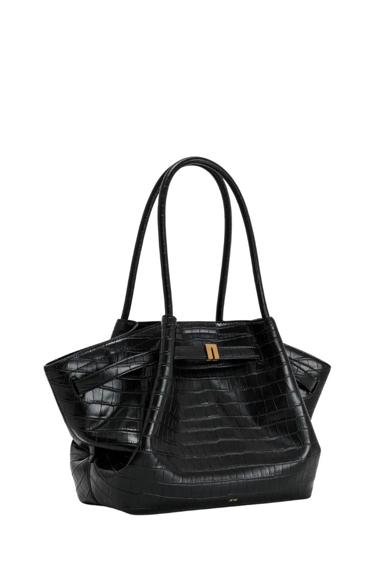 Hana Medium Tote Bag - Black Croc