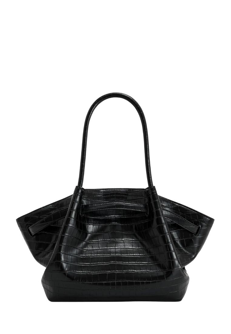 Hana Medium Tote Bag - Black Croc