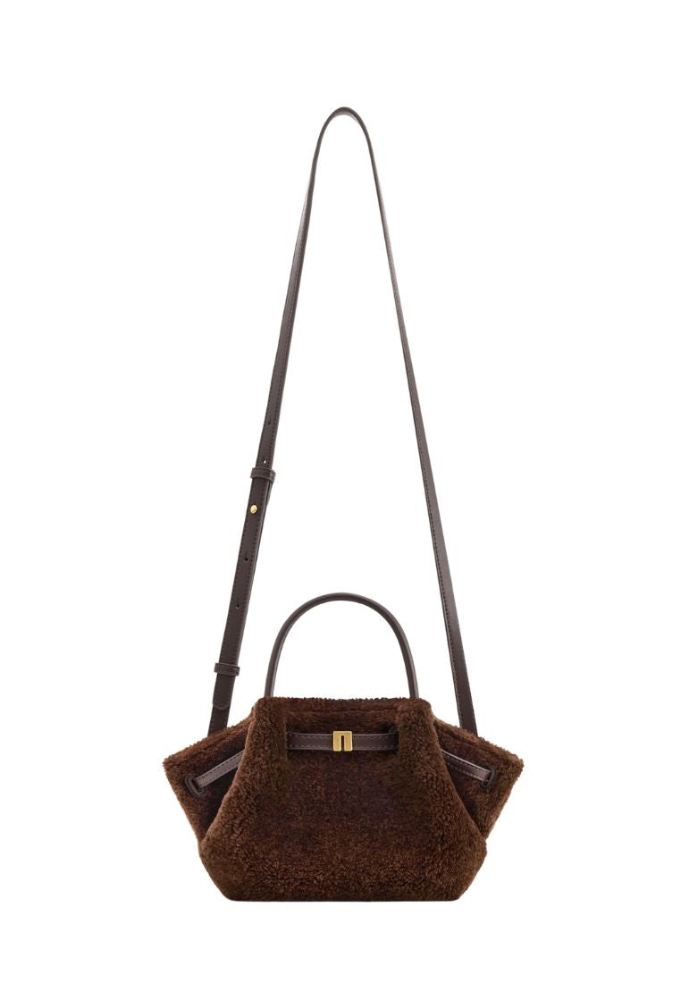 Hana Mini Faux Fur Tote Bag - Dark Brown