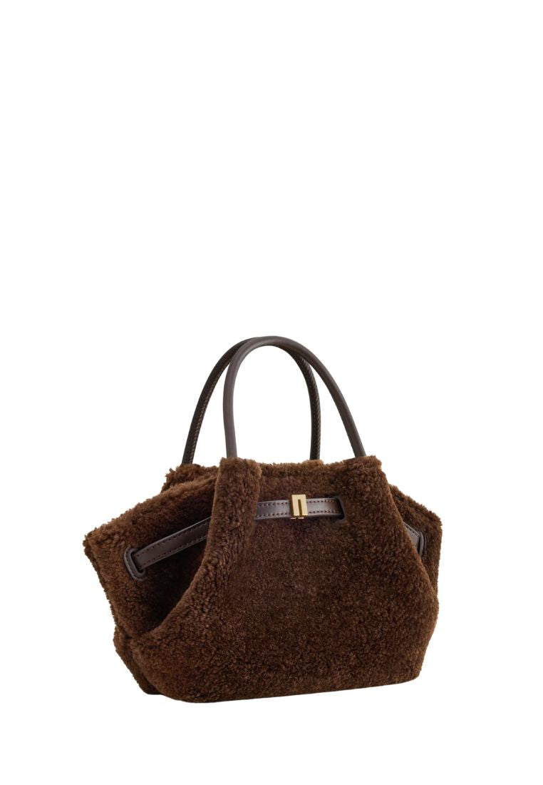 Hana Mini Faux Fur Tote Bag - Dark Brown