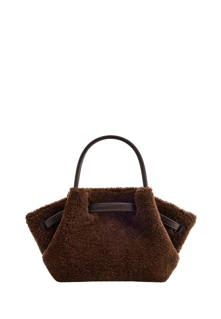 Hana Mini Faux Fur Tote Bag - Dark Brown