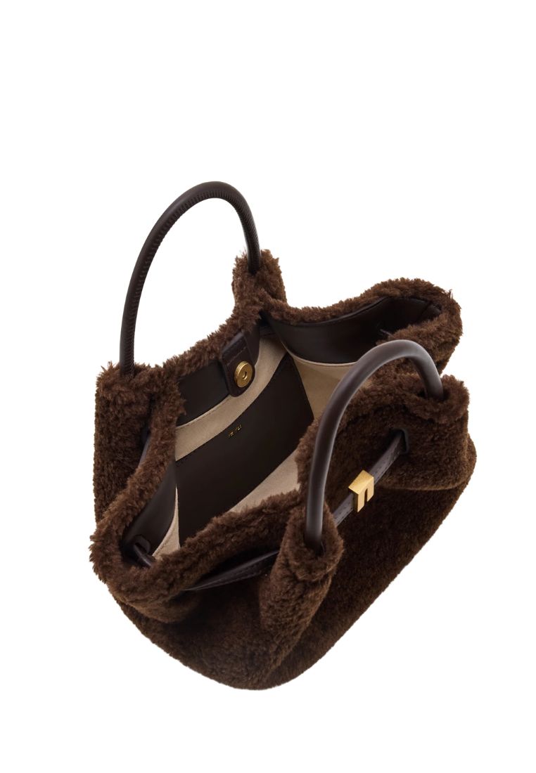 Hana Mini Faux Fur Tote Bag - Dark Brown