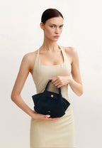 Hana Mini Faux Suede Tote Bag - Black