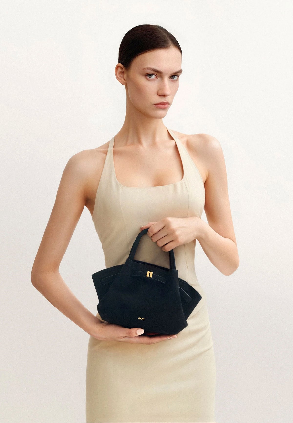 Hana Mini Faux Suede Tote Bag - Black