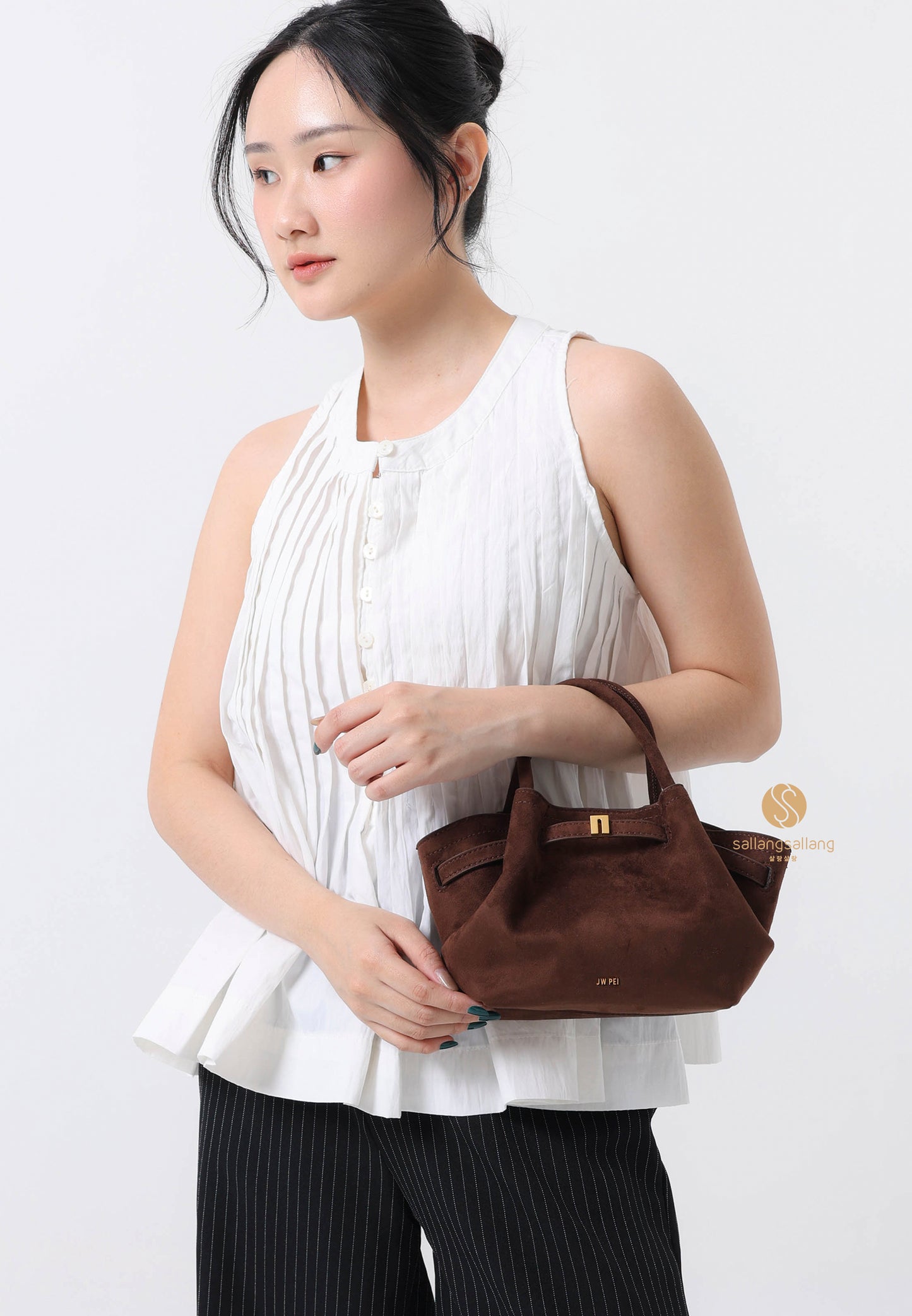 Hana Mini Faux Suede Tote Bag- Mocha Brown