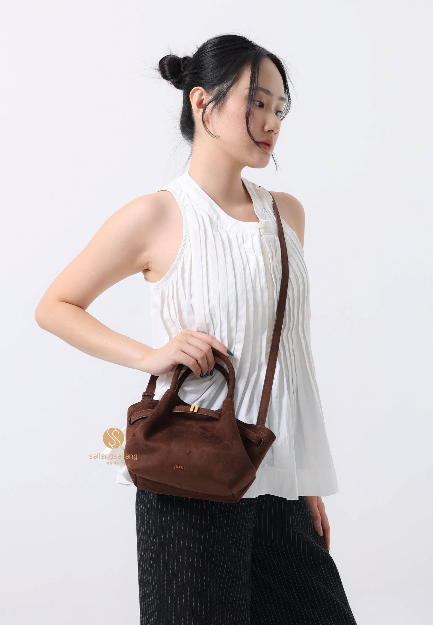 Hana Mini Faux Suede Tote Bag- Mocha Brown