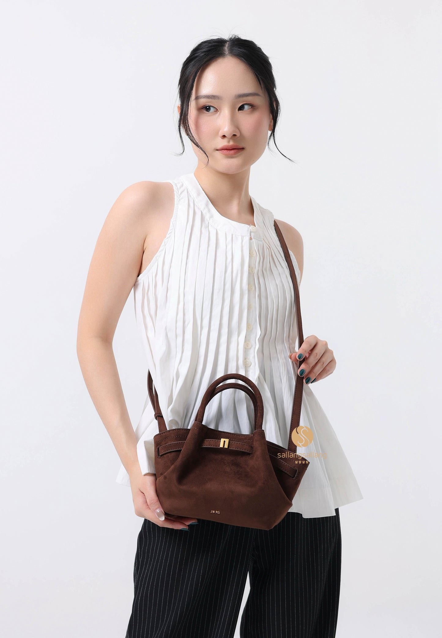Hana Mini Faux Suede Tote Bag- Mocha Brown