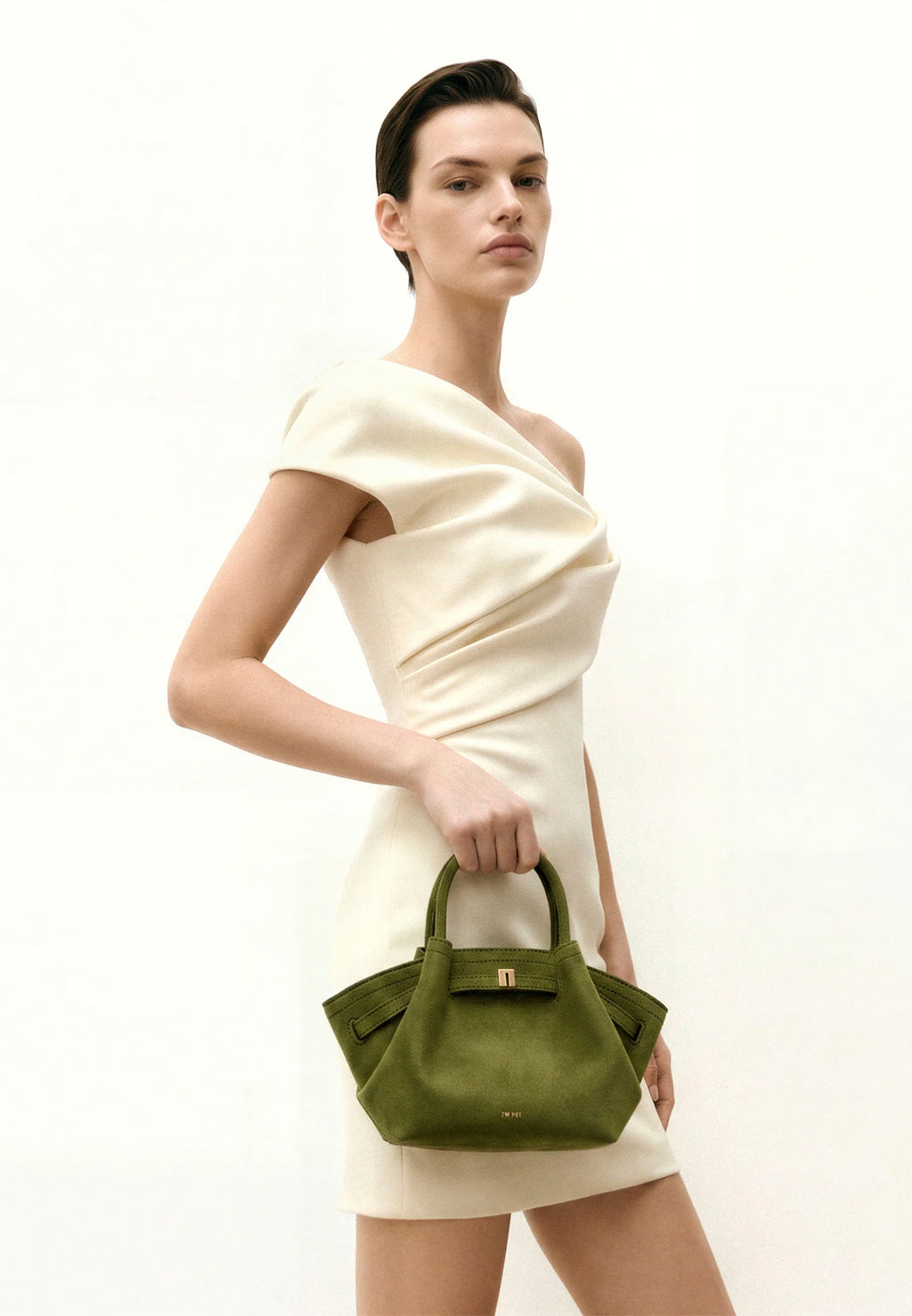 Hana Mini Faux Suede Tote Bag - Dark Olive