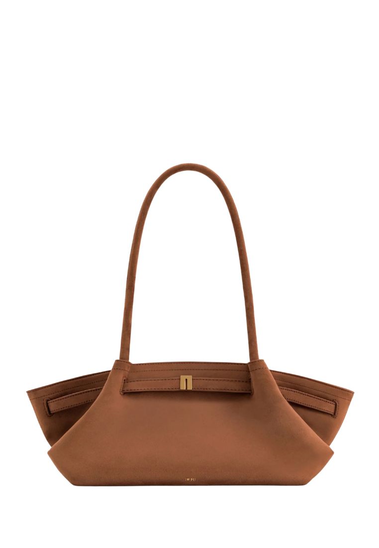 Hana Wide Faux Suede Tote Bag - Brown
