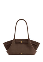 Hana Wide Faux Suede Tote Bag - Dark Brown