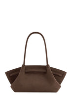 Hana Wide Faux Suede Tote Bag - Dark Brown