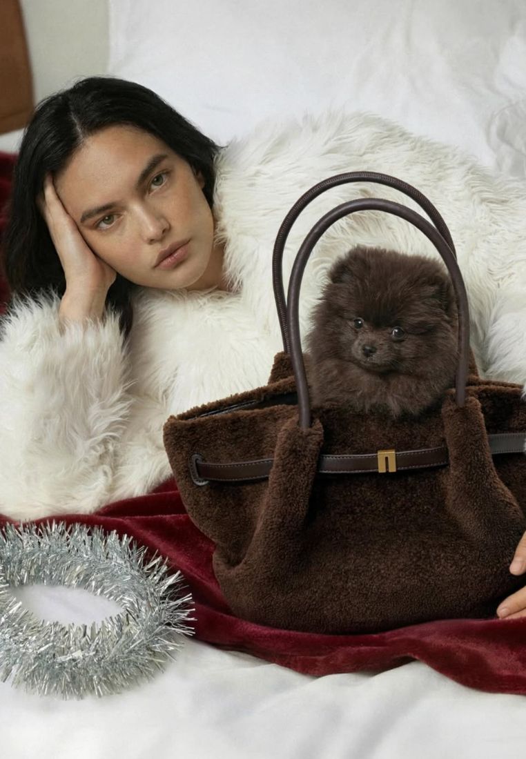 Hana Medium Faux Fur Tote Bag - Mocha Brown