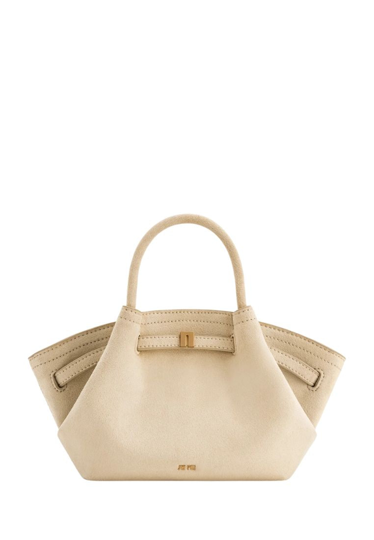 Hana Mini Faux Suede Tote Bag - Off White