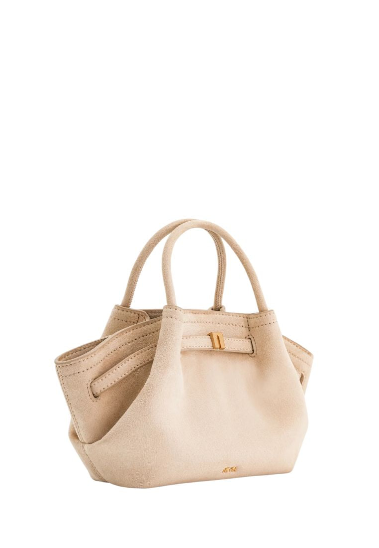 Hana Mini Faux Suede Tote Bag - Off White