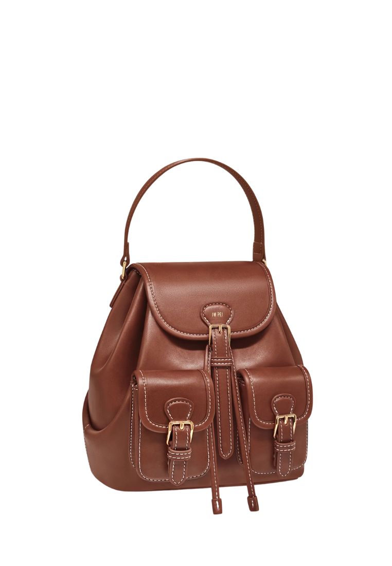 Harper Buckle Pocket Backpack – Dark Brown
