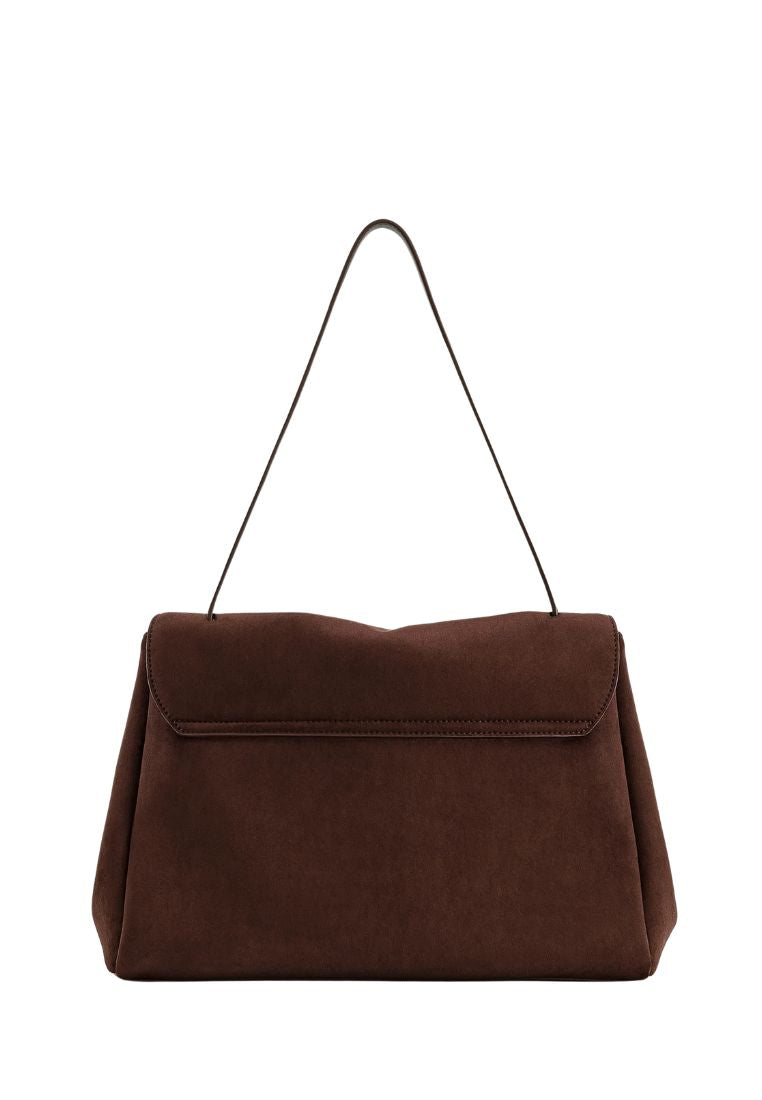 Hilary Faux Suede Shoulder Bag - Dark Brown