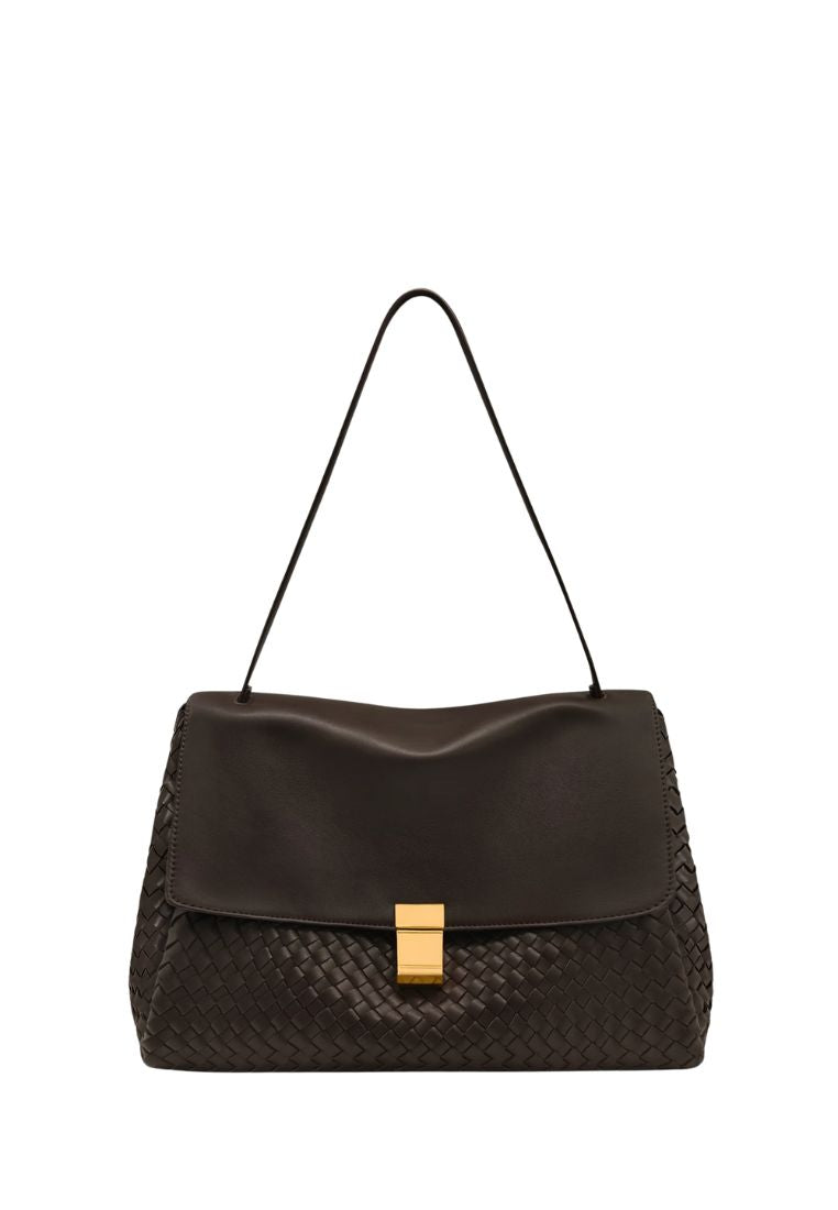 Hilary Woven Shoulder Bag - Dark Brown