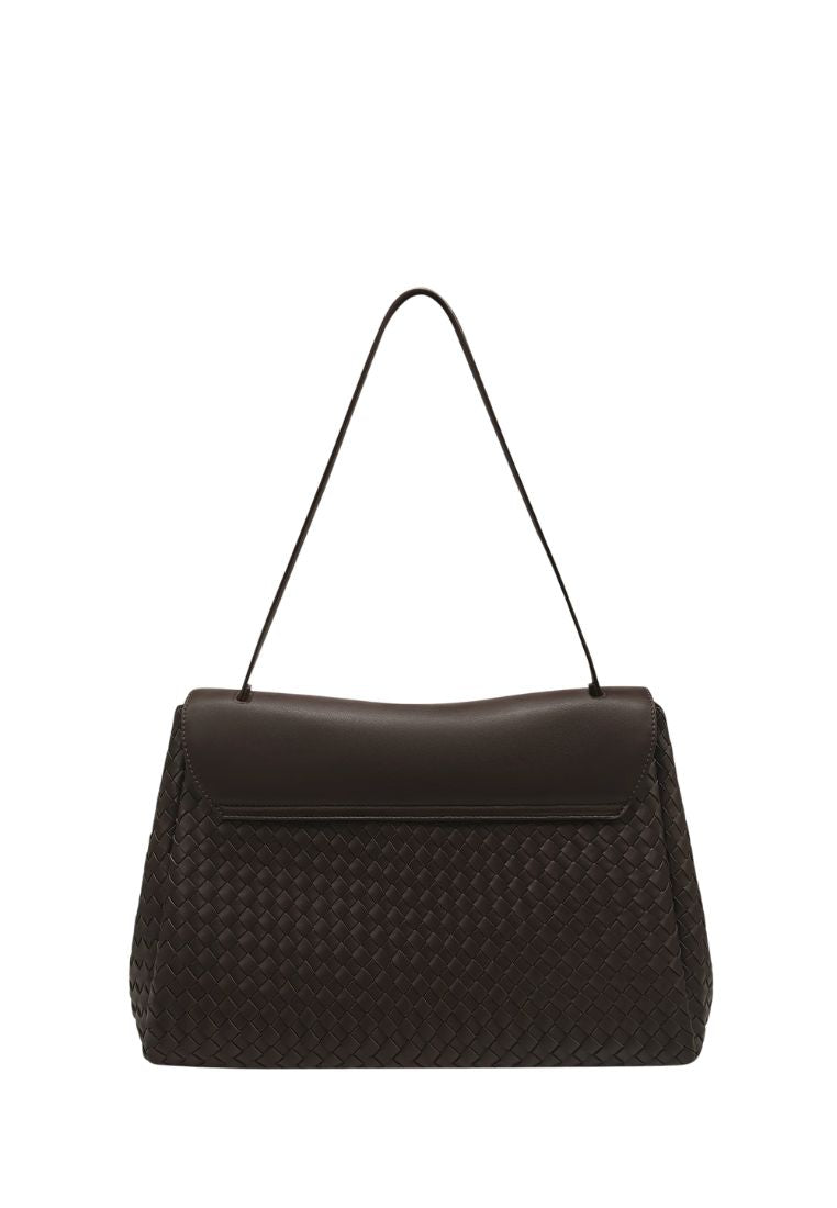 Hilary Woven Shoulder Bag - Dark Brown