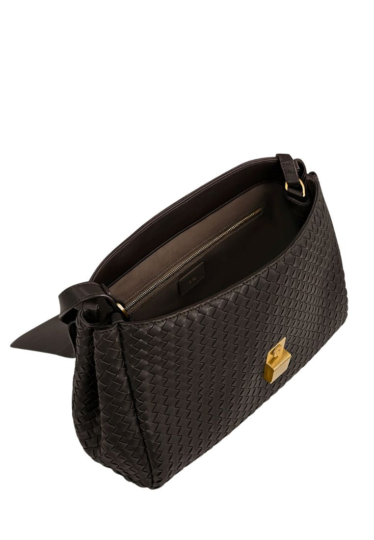Hilary Woven Shoulder Bag - Dark Brown