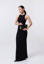 Holly Metal Pendant Embellished Clutch - Black