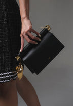 Holly Metal Pendant Embellished Clutch - Black